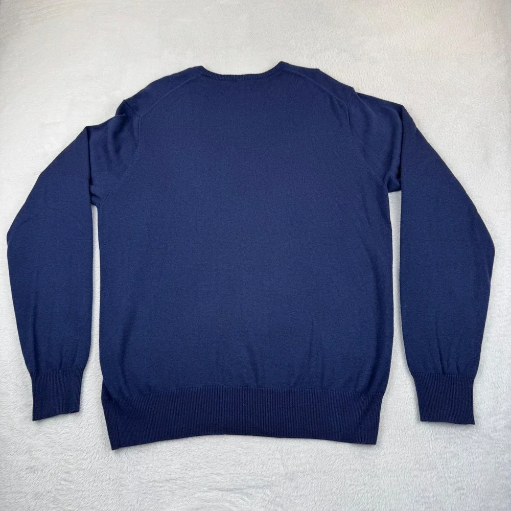 Peter Millar V-Neck Sweater Men Large Blue Silk Cotton Cashmere Luxury Old Money